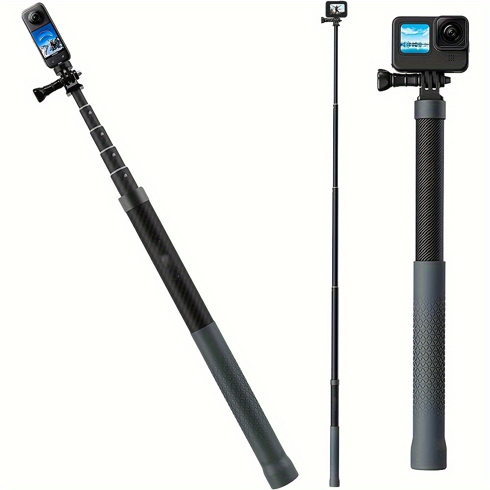 REYGEAK Ultra largo palo selfie poste 3M/118 pulgadas fibra de carbono  ligero impermeable extensible monopod de mano para GoPro Max Hero 12 11 10  9 8
