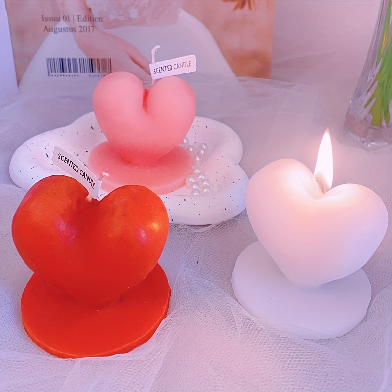 Long Heart Shape Candle Heart Shaped Pillar Candle Heart Candle Heart  Shaped Candle Pastel Candles Home Decor Cute Candle 
