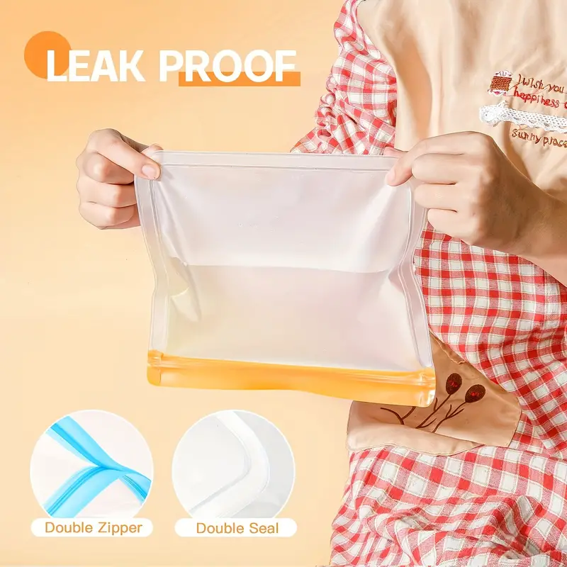 Reusable Ziplock Bags Leakproof Reusable Freezer Bags Bpa - Temu