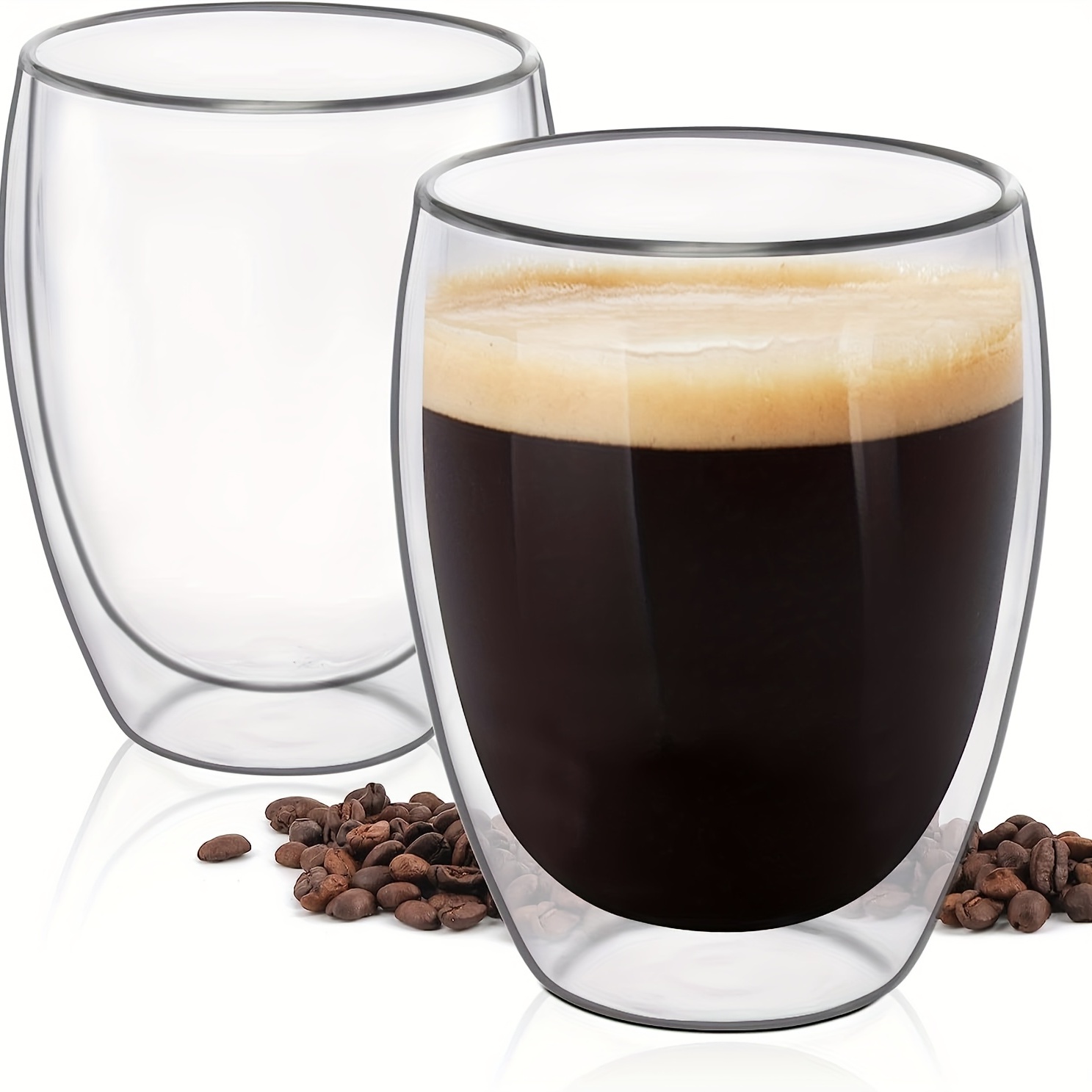 Double Wall Coffee Cups Glasses Mugs, Espresso Cappuccino Latte Tea Cups  With Handle, Heat Resistant Borosilicate Clear Glasses, Summer Winter  Drinkware - Temu