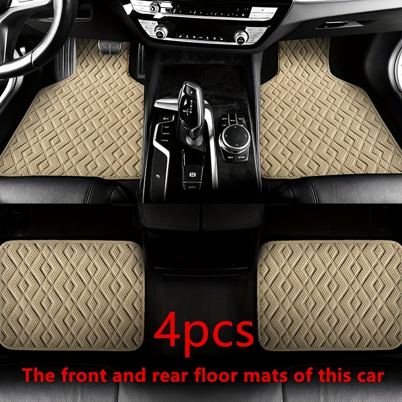 4pcs Car Foot Pad Universal Waterproof Front And Rear Full Set Car Carpet  Wear-resistant Leather Four Seasons Available Car Decoration Accessories