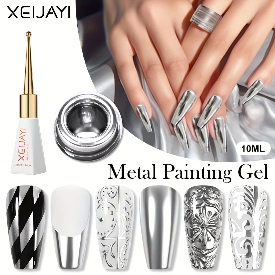 Metallic Gel Nail Polish Mirror Metallic Painting Liner Gel - Temu