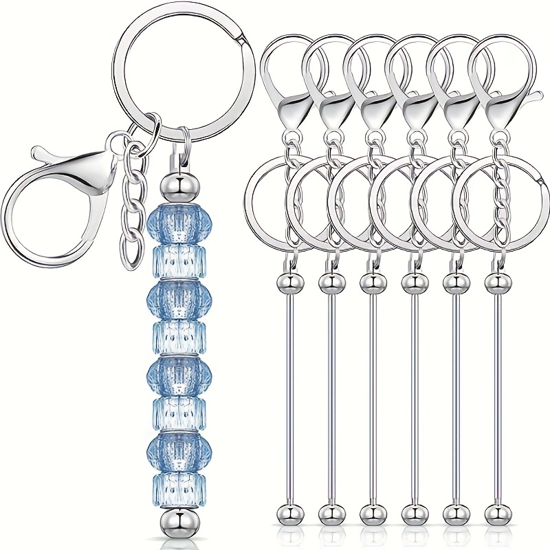4 Pcs Beadable Keychain Bars Keychain Rings Metal Beaded Keychain For Diy  Crafts 