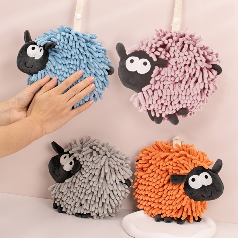 

1pc Cartoon Sheep Hand Towel, Cute Shape Decor Chenille Wipe Hand Ball, Super Absorbent Quick Dry Not Easy To Shed Hair Towel For Bathroom Toilet, Bathroom Accessories, Bathroom Accessories