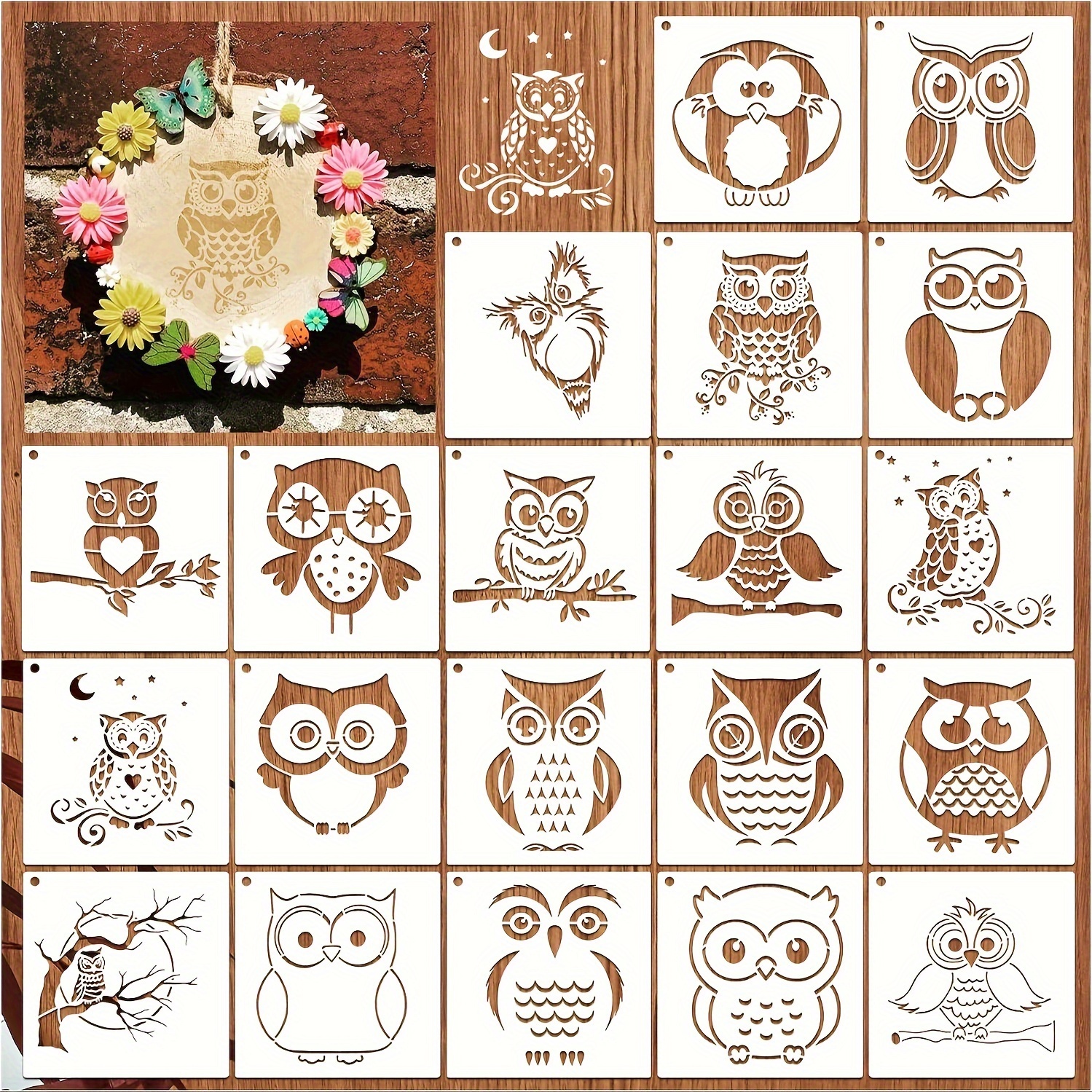 65 Pieces Animal Stencils for Painting, Small Reusable Deer Bear Stencil  Template Tree Bee Bird Mountain DIY Craft Paint Stencils for Painting on  Wood