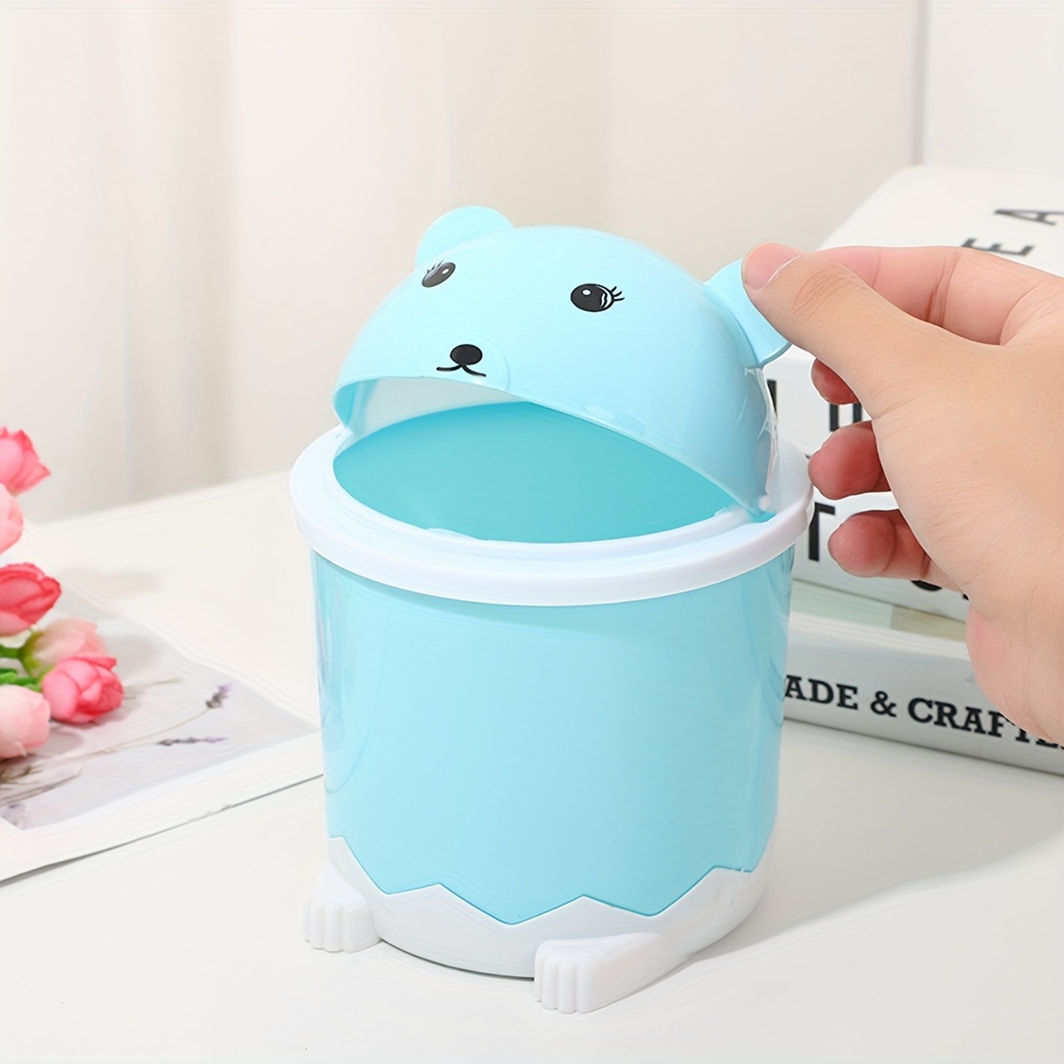 1pc Cute Desktop Trash Can Office Table Storage And Sorting Paper Basket  Plastic Mini Garbage Can Kawaii Cartoon Small Wastebasket - Home & Kitchen  - Temu Saudi Arabia