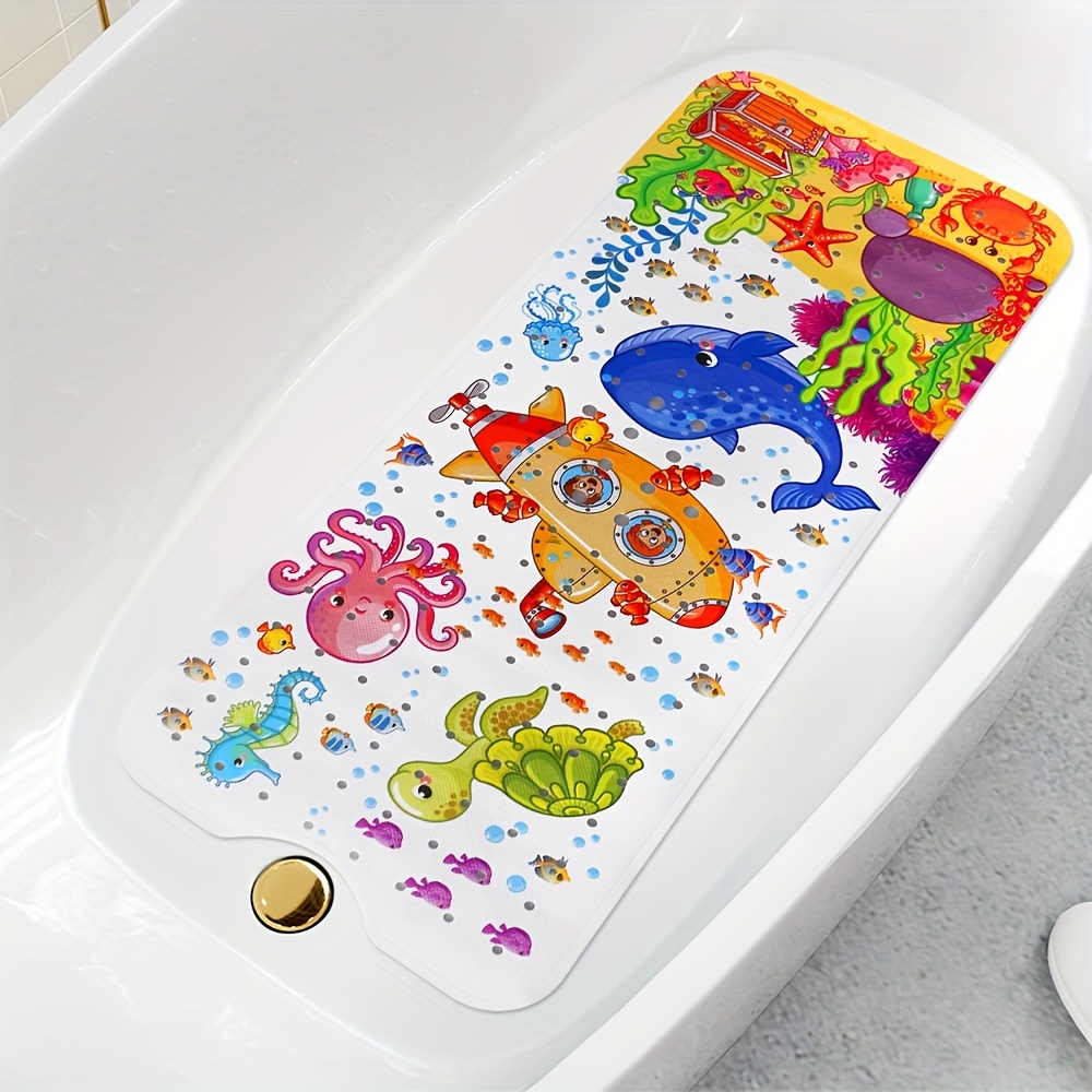 DEXI Tapete para bañera antideslizante para baño, bañera, lavable con  ventosa de 16 x 35 pulgadas, color gris transparente