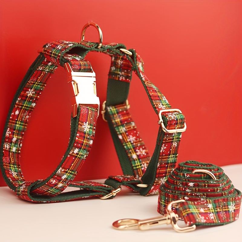 TEMU Christmas Style Star Adjustable Dog Collar, With Metal Snowflake Dog Collar Soft And Comfortable Adjustable Collar With Leashdog Vest