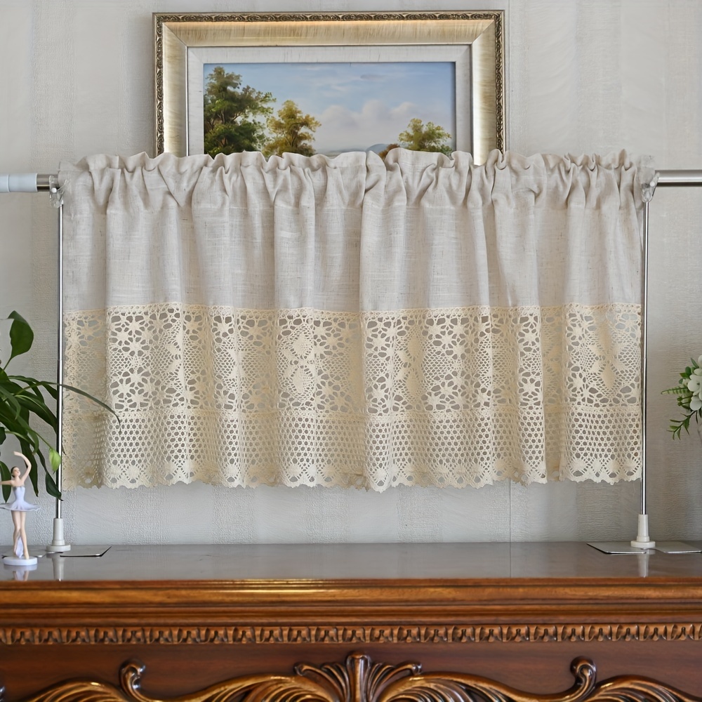 Cortinas cortas para ventanas pequeñas, cortina crisse, cortina de cocina  corta 150l * 77hcm, patrón de girasol de algodón natural lino café cortina  deslizante