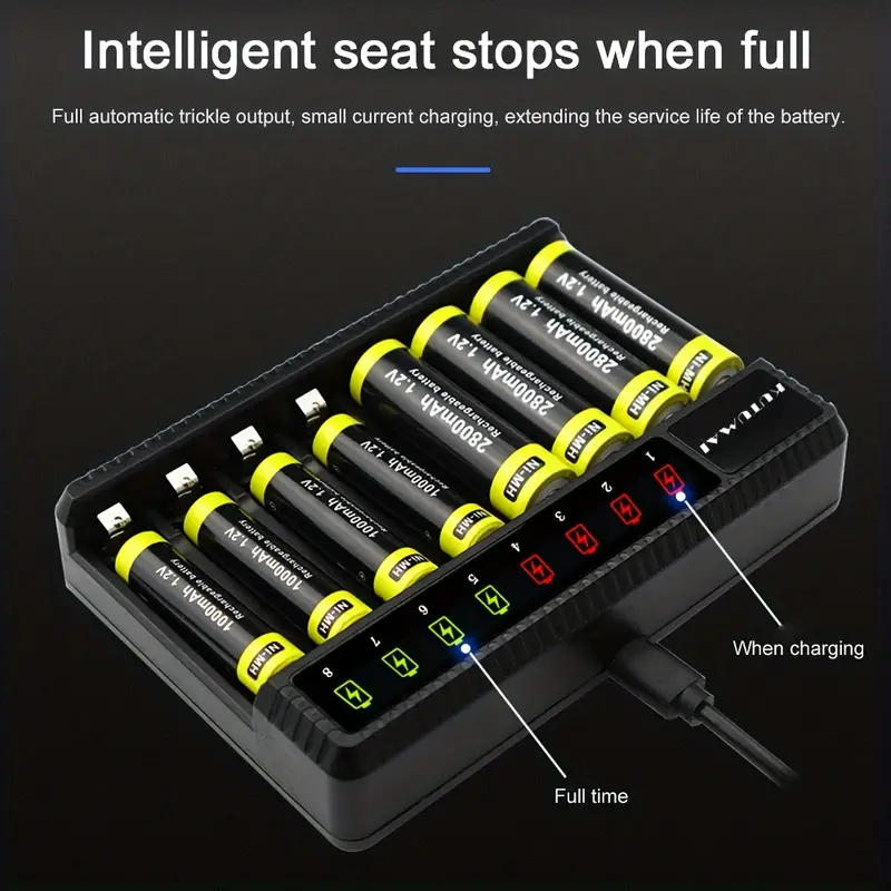 Caricabatterie Intelligente A 8 Slot Display A Led Batterie - Temu