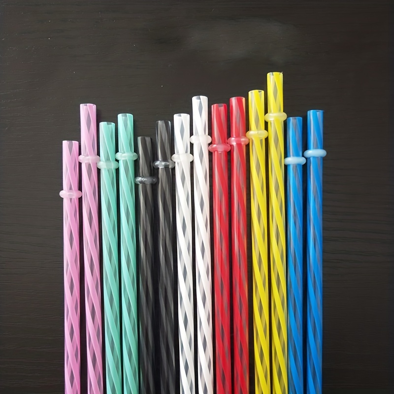 24 Pcs Highly Clear Reusable Straws with 4 Straw Brushes 10.5 in Long Hard  Plastic Drinking