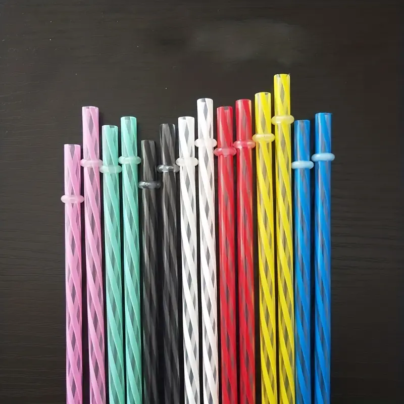 Reusable Plastic Straws Fit Equipped With 2 Cleaning Brushes For