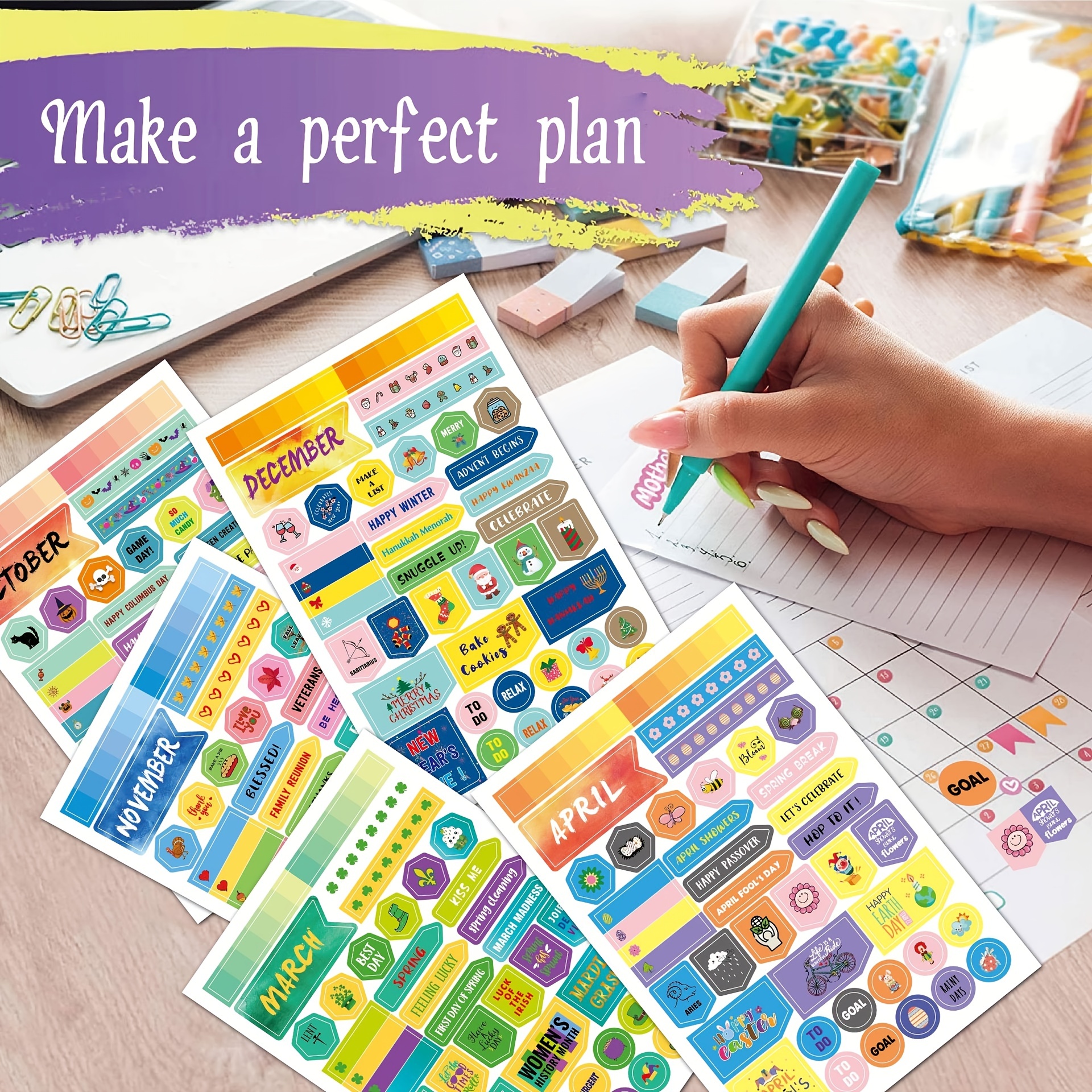 Monthly Stickers For Planners And Calendars - Temu