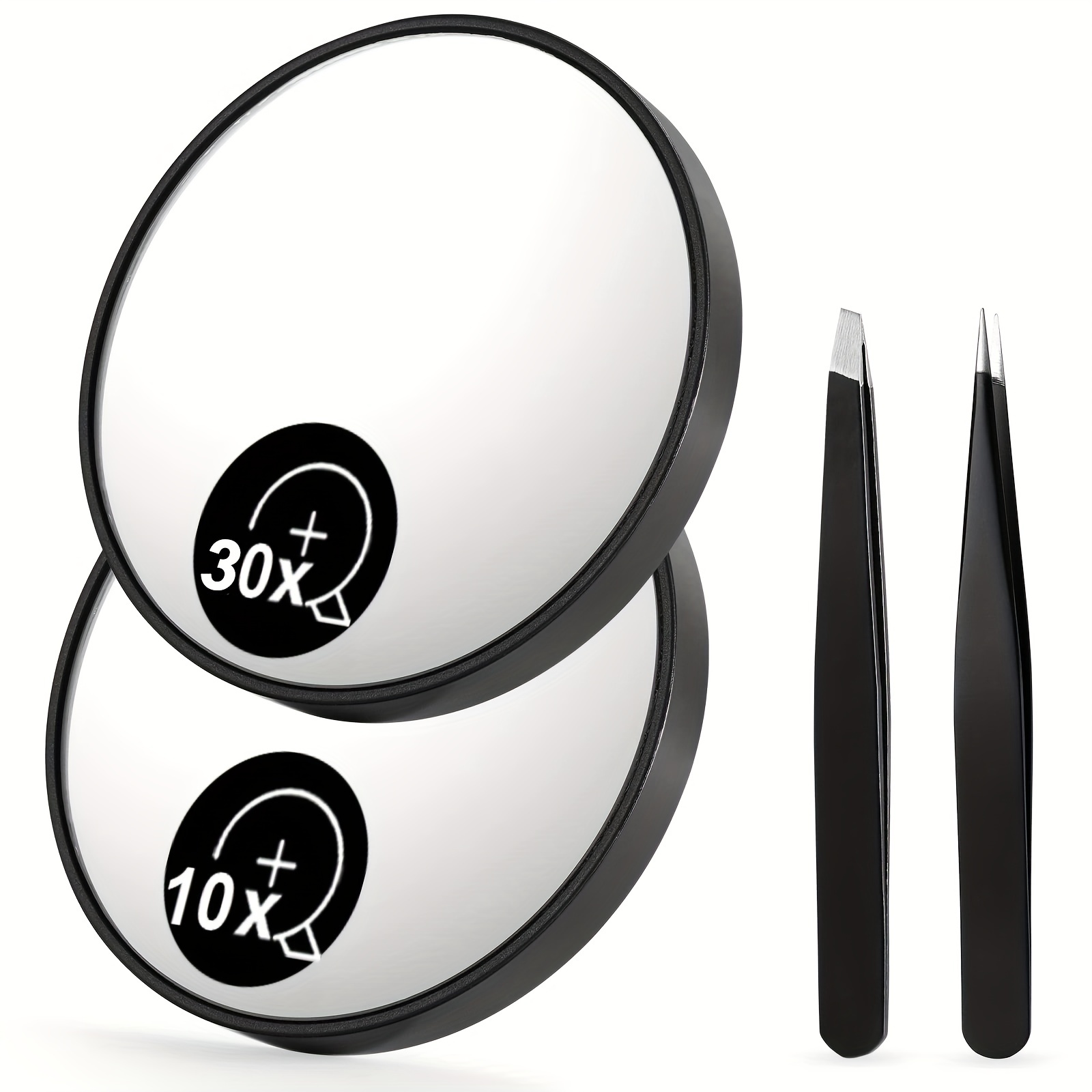 Espejo de Aumento 15X - Utilizado para aplicación de Maquillaje - Pinzas -  y eliminación de Puntos Negros/imperfecciones - Espejo Redondo de 15 cm con  Tres ventosas para un fácil Montaje : : Belleza