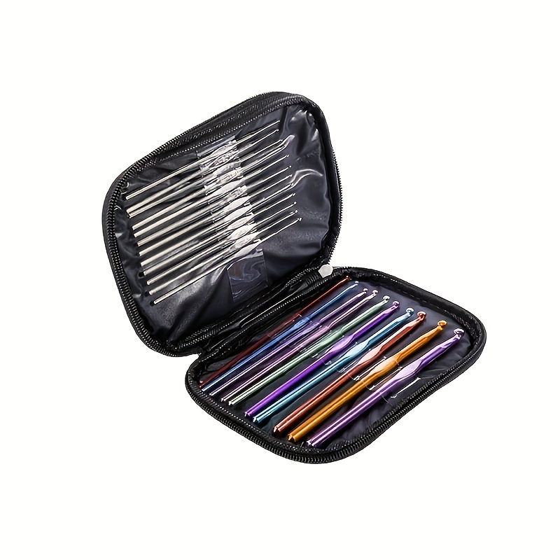 22pcs/set Crochet, Stainless Steel Color Aluminum Alloy Crochet Hooks For  Knitting Crafts With Case