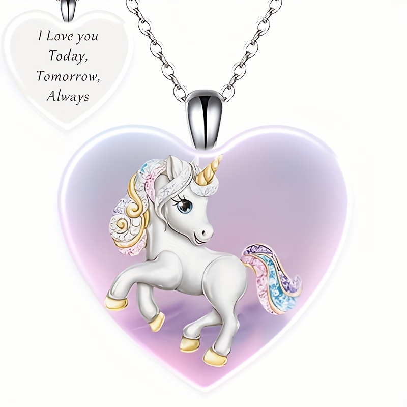 1pc Unicorn Necklace for Girls, Unicorn Pendant Necklace, Fantasy Unicorn Jewelry for Daughter Girls,Unicorn Toy,Temu