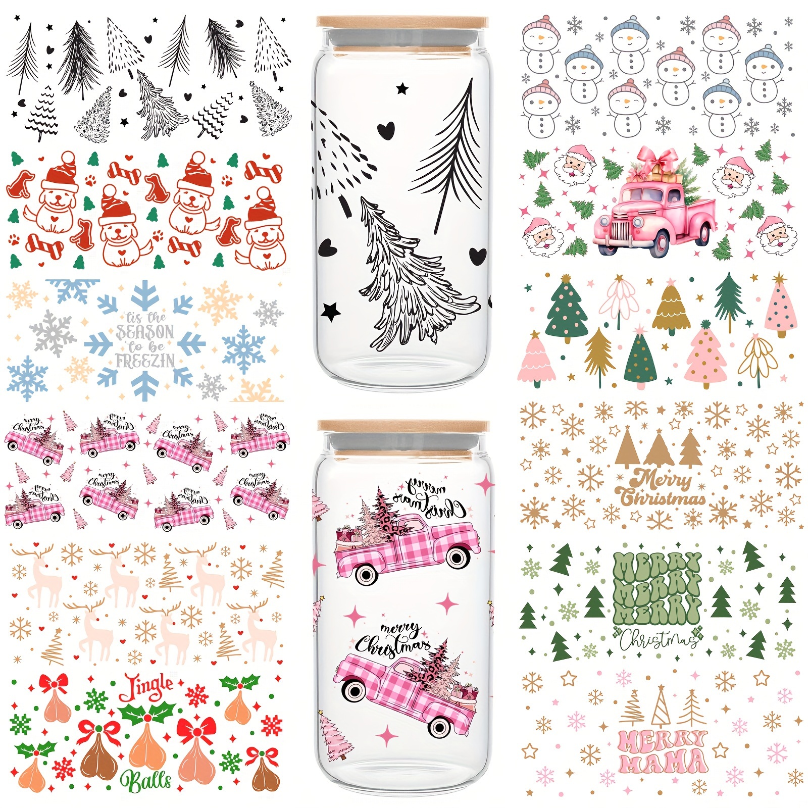 Uv Dtf Cup Wrap Christmas Theme Uv Dtf Transfers Stickers - Temu