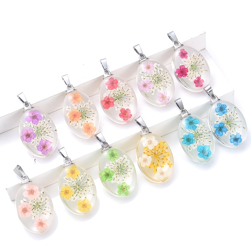 3pcs Clear Glass Heart-Shaped Dried Flower Pendant DIY Jewelry Making Hand Craft Fine Jewelry,Temu