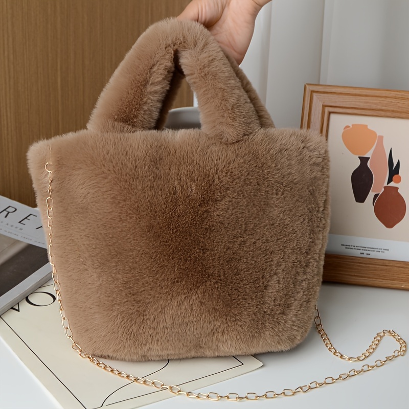 Fluffy Chain Shoulder Tote Bag