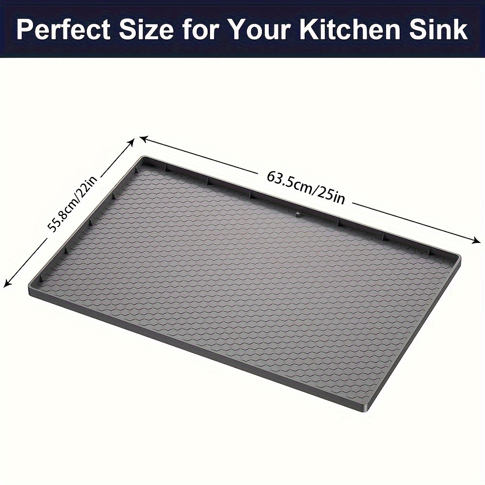 Under Sink Mats for Kitchen Waterproof Mat with Sink Tray with Drain Hole  Grey