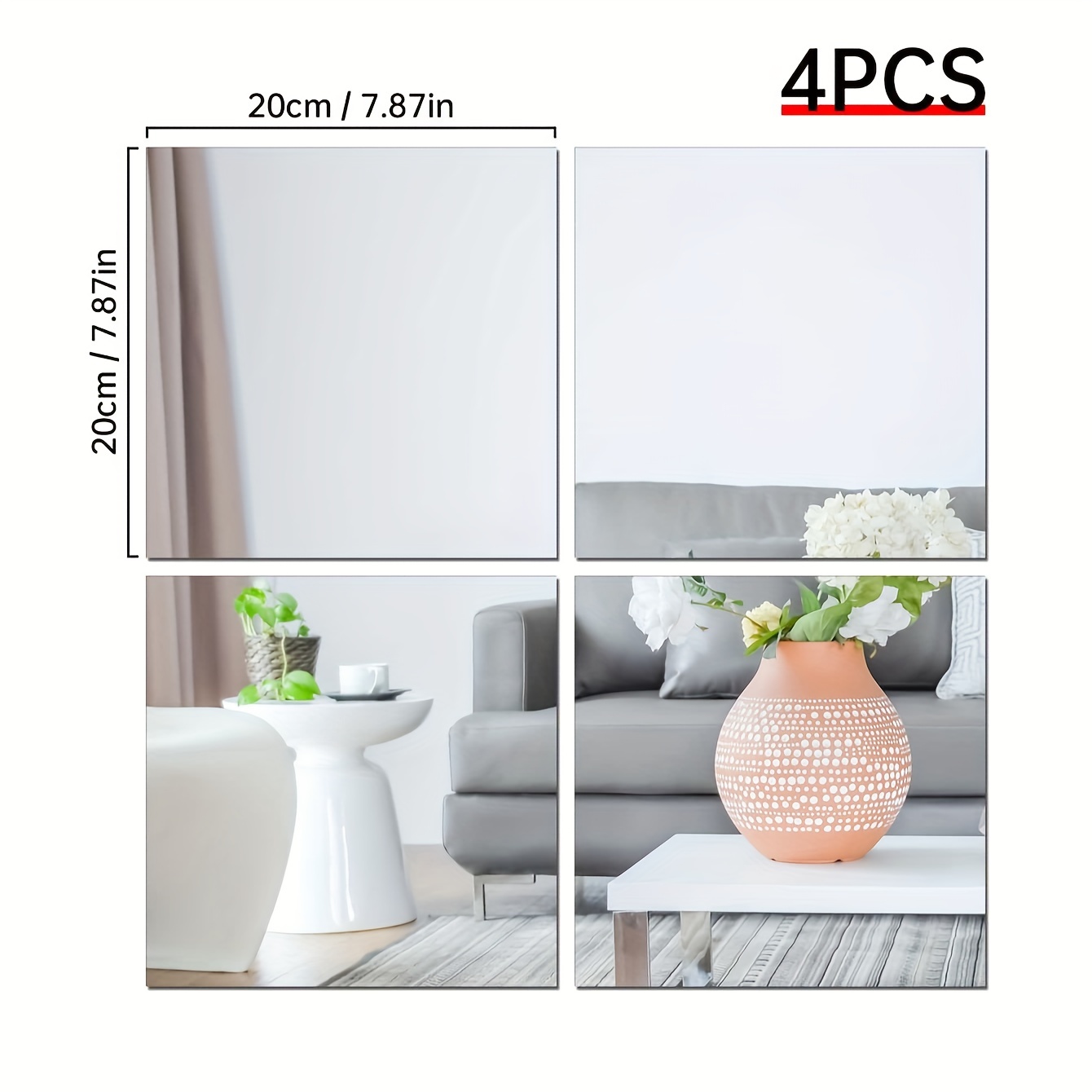 1pc, Mirror Sticker Wall Sticker Self-adhesive Household Smooth Flat Mirror  Paper Reflective Glass Wallpaper Soft Mirror Glass Decor