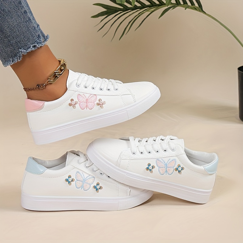 Solid Color Sequins Sneakers, Women's Glitter Decor Casual Lace Lightweight Low Top Sneakers,Shoes Ladies,Temu