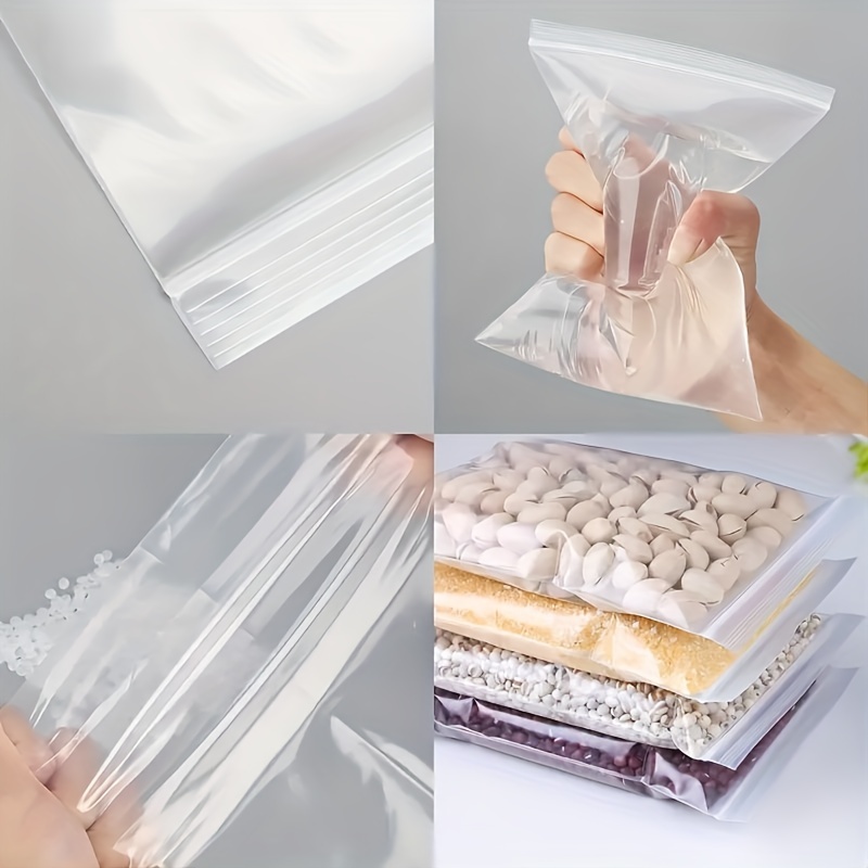 Fancy Clear Plastic Reusable Zip Bags - 100 Pcs Thick Strong & Durable Poly  Baggies with Resealable Zip Top Lock for Travel, Storage, Packaging &  Shipping White 