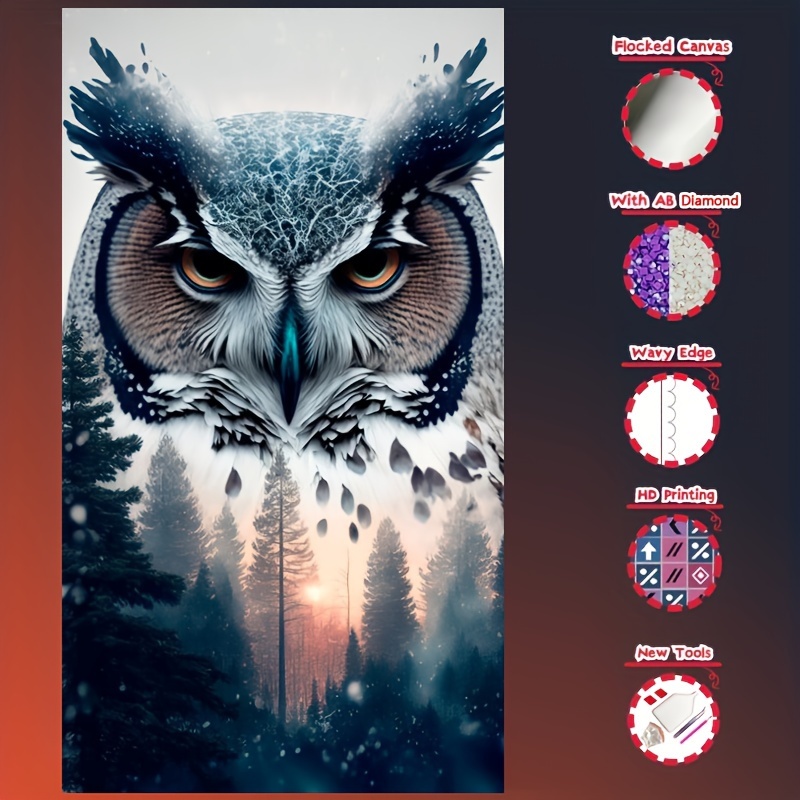 5d Diamond Painting Kit Owl Animals Full Square Diamond - Temu