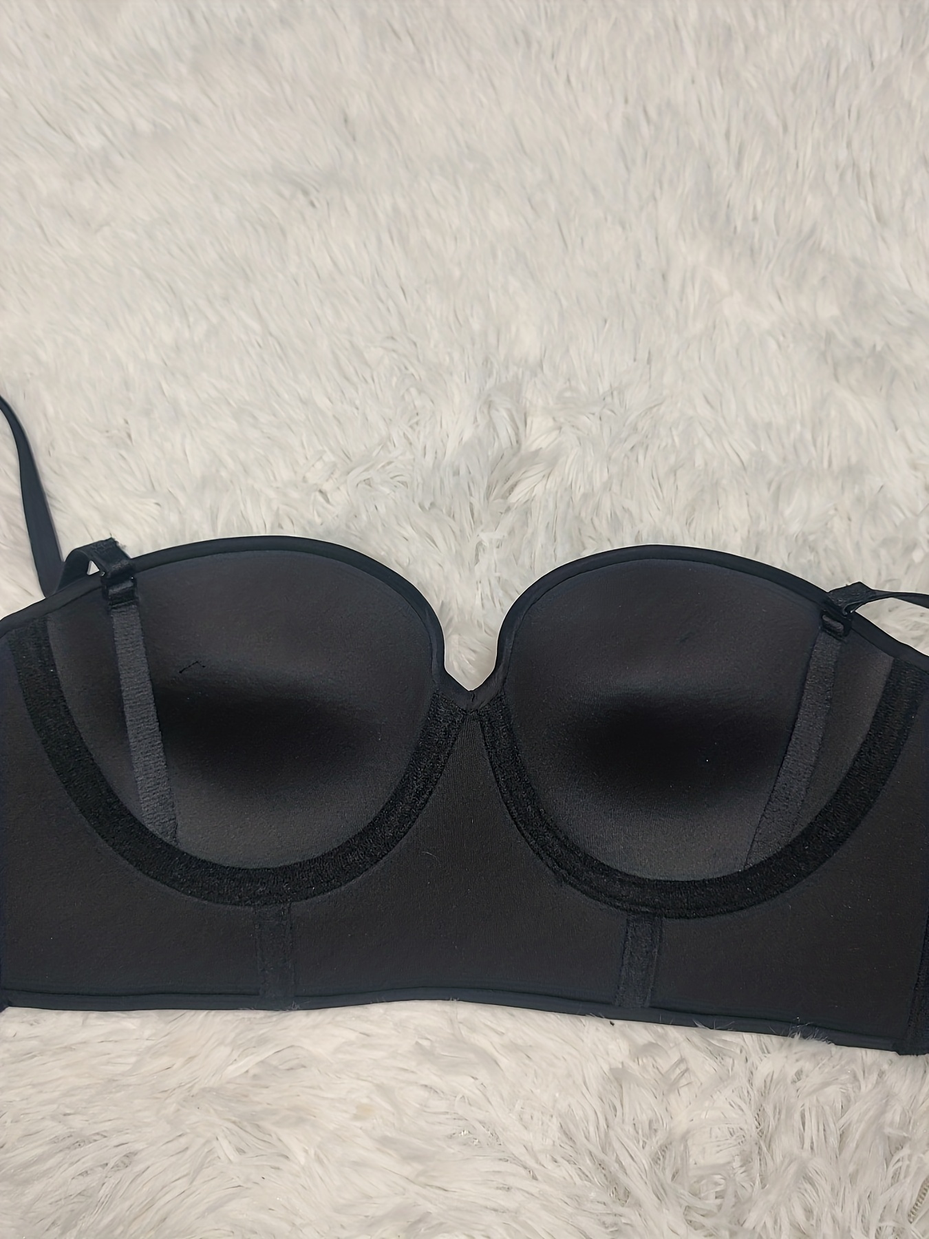💕New M&S Marks and Spencer Strapless Padded Lace Bandeau Black Bra Size  Small💕