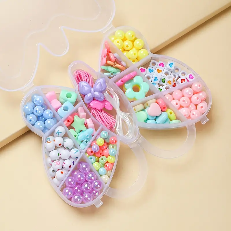 Acrylic Heart Beads Star Beads Flower Beads Plastic Beads Kit For Bracelets  Necklace Making Crafts For Birthday Gift Butterfly Box