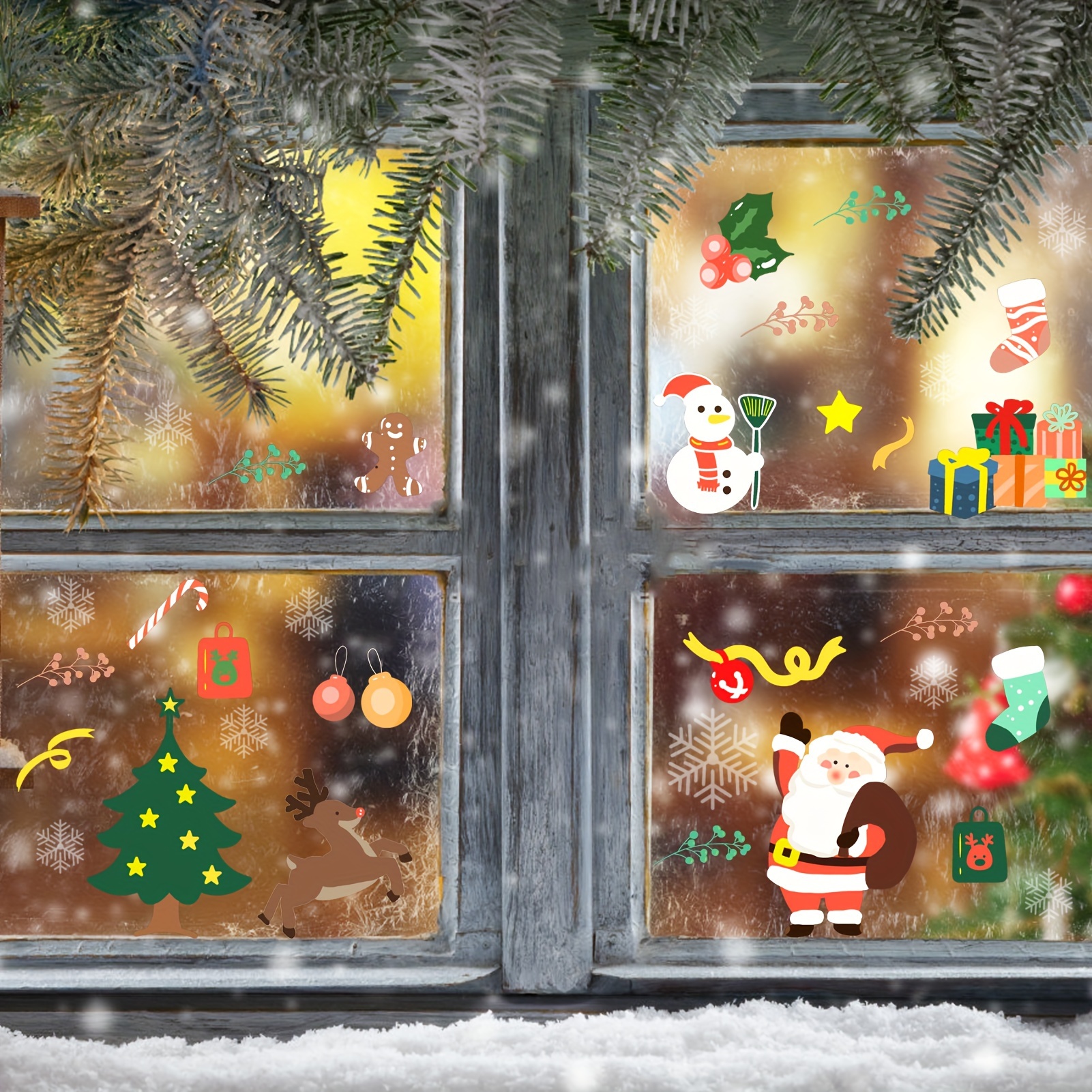 Christmas Decorations Snow Stickers No Glue Glass Window - Temu