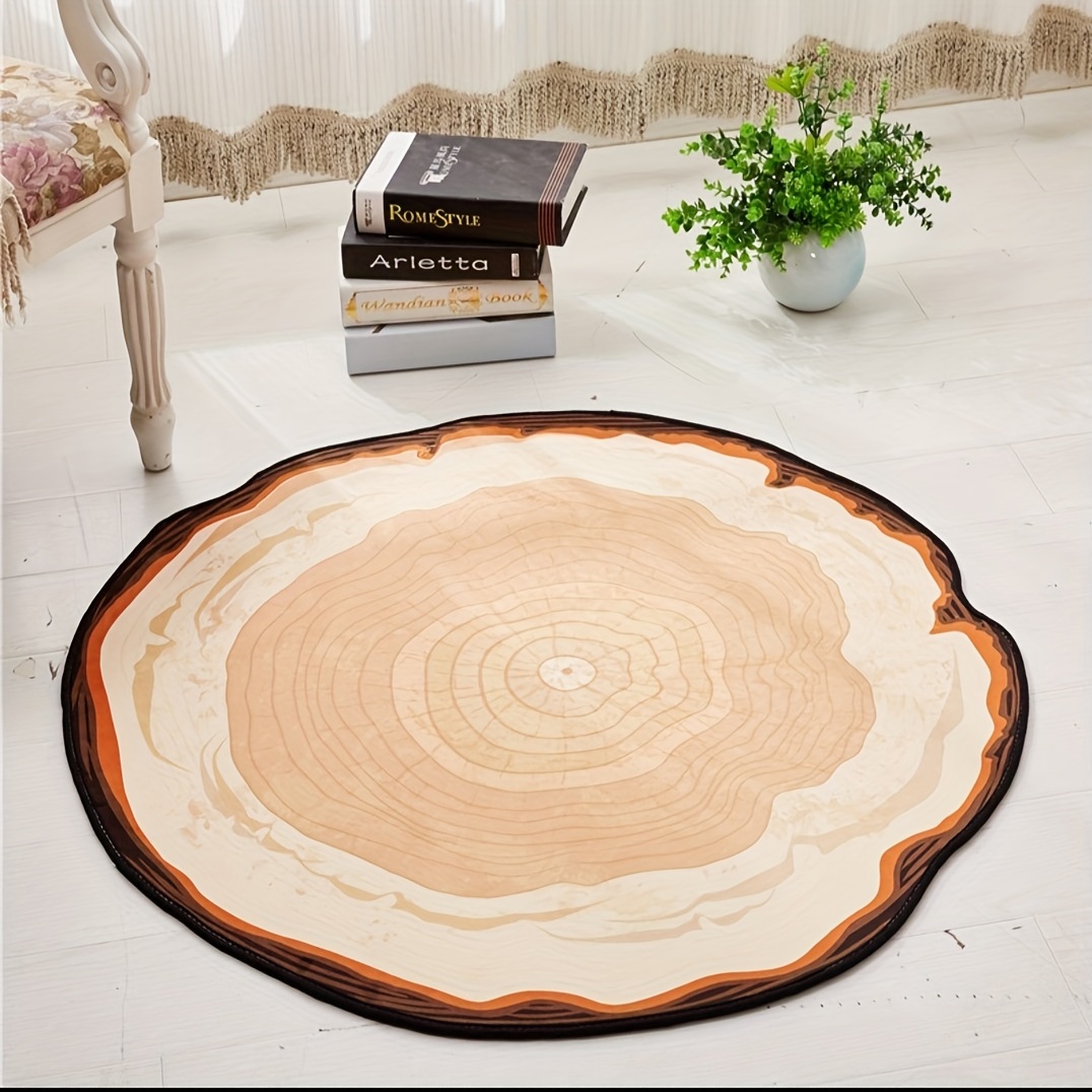 Round Tree Annual Ring Living Room Mat Non Slip Rug