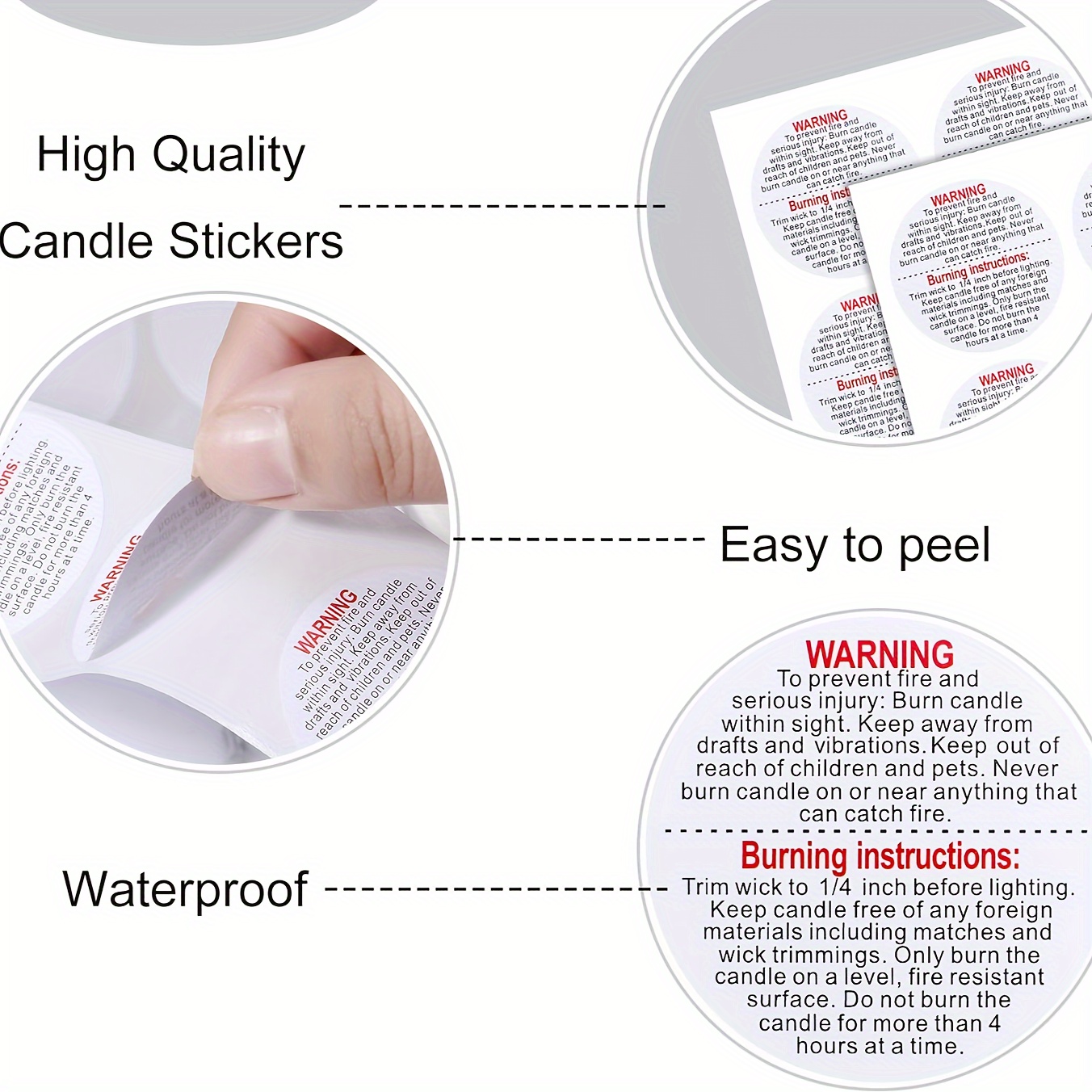 Waterproof Wax Melting Safety Label Stickers Warning Candle - Temu