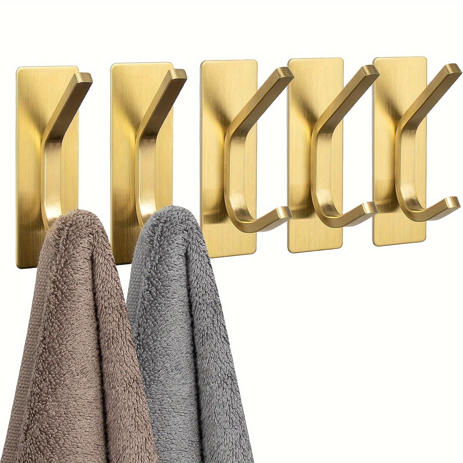

2pcs Adhesive Hooks - Towel Hook Coat Hooks, Stainless Steel Wall Hooks, For Hanging Bathrobe Sponges In Bathroom And Bedroom, Hook Accessories, Auxiliary Hook, Heavy Duty Hook