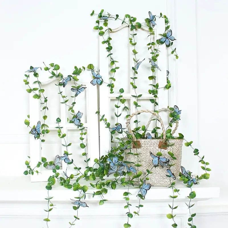 Green Artificial Hanging Vine With Butterfly Artificial Ivy - Temu