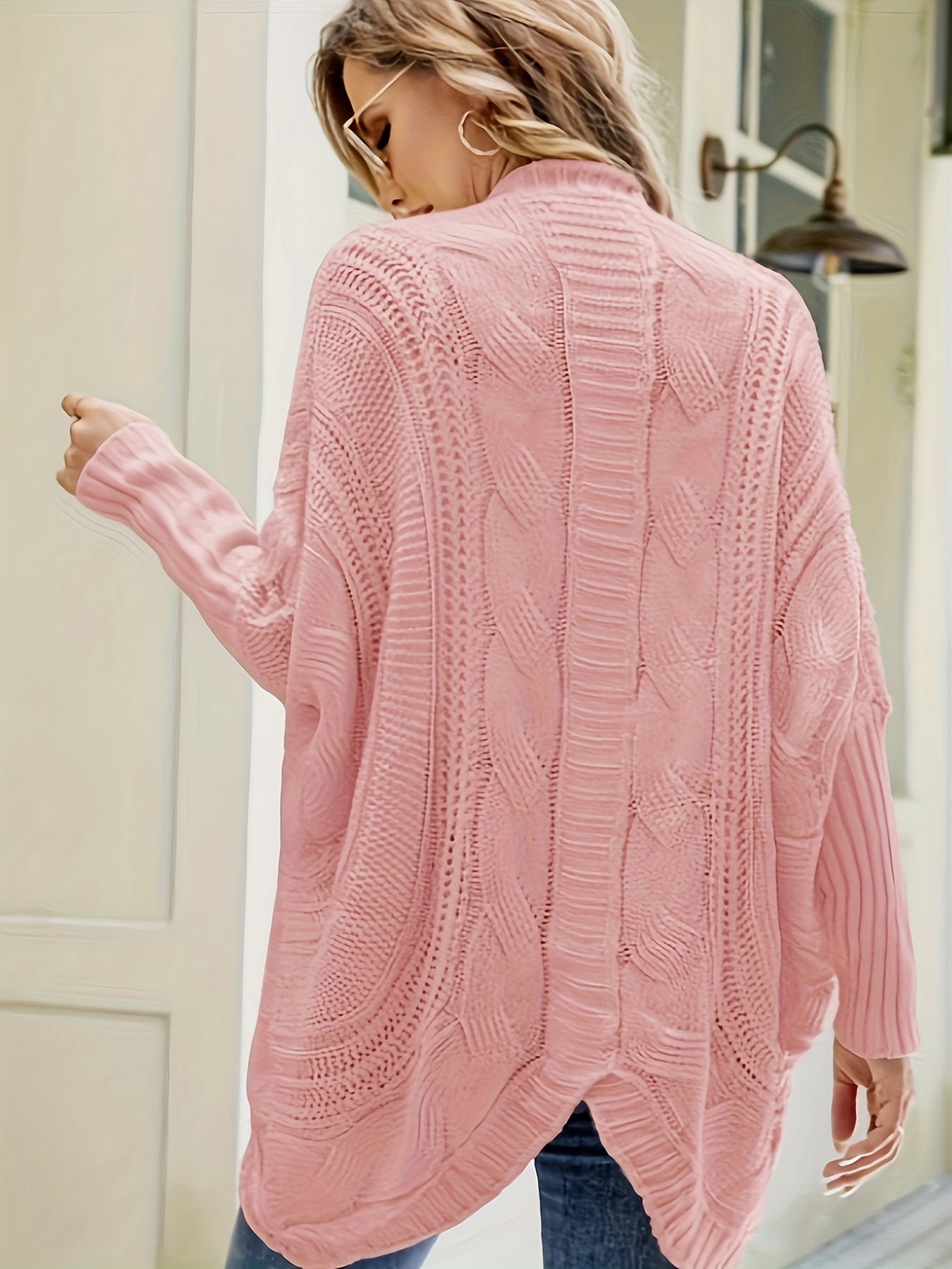 Light pink shop open front cardigan