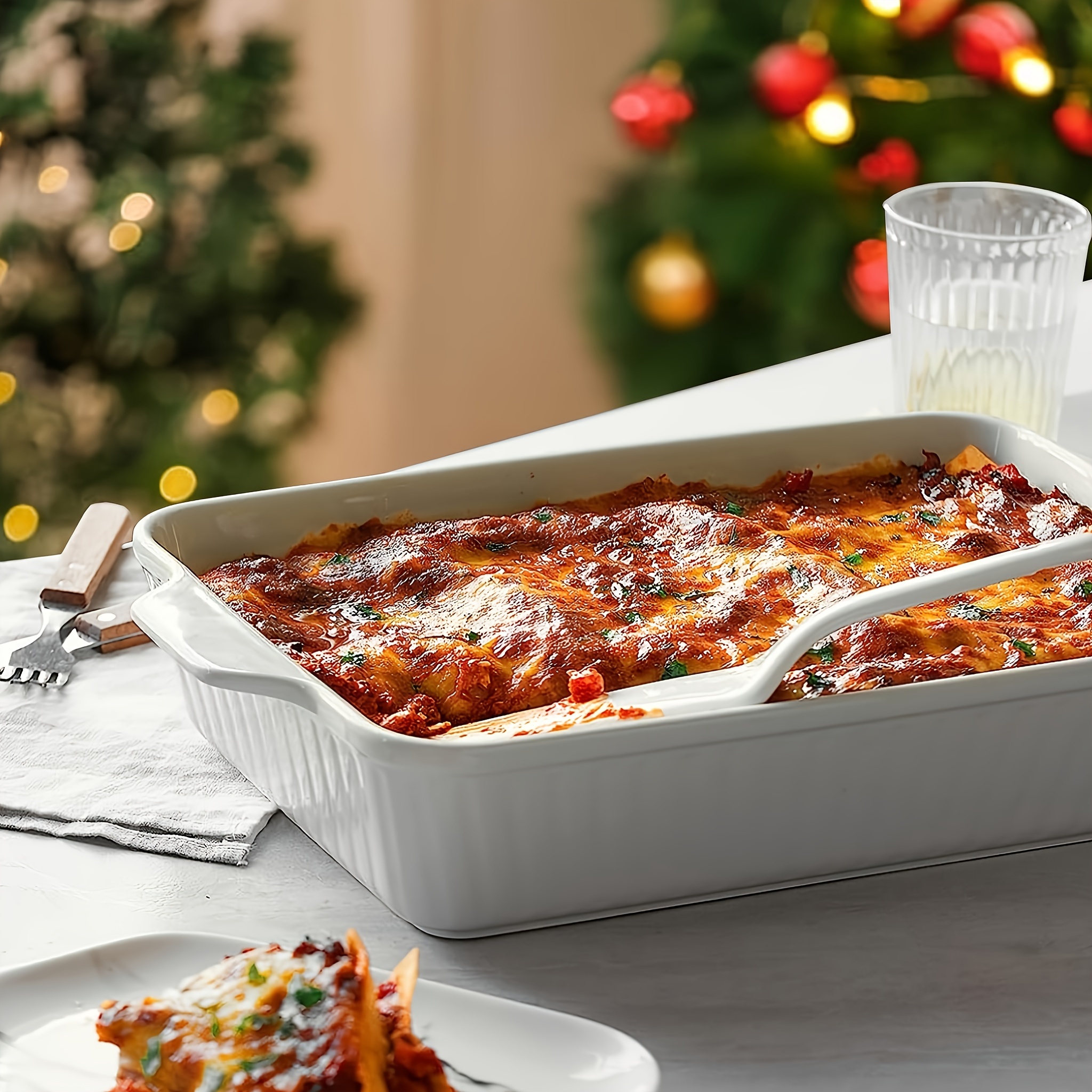 Porcelain Oval Plate Double Handle, 9x13 Ceramic Baking Dish, Large Deep  Lasagna Pan, Casserole Dishes For Oven, Oven Safe, Durable Bakeware For  Lasagna, Roasts, For Home Kitchen Restaurant, Wedding Gifts, Tableware  Accessories 