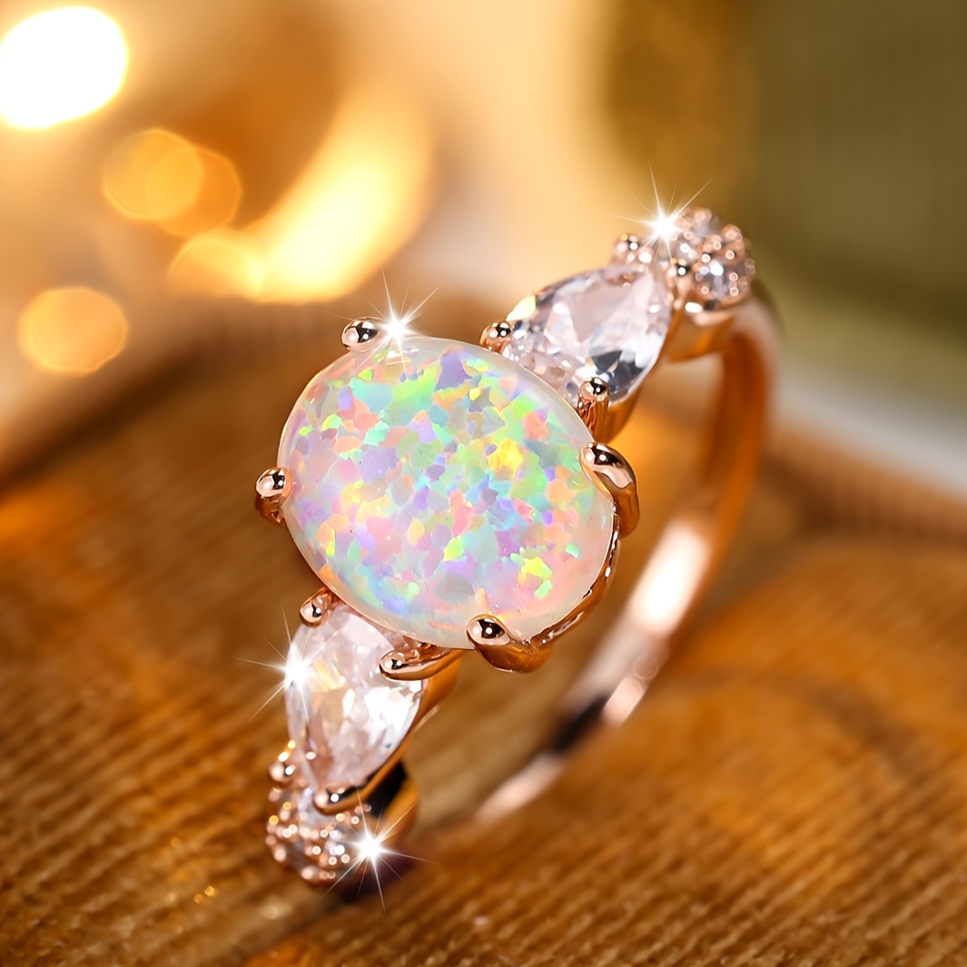 Oval Droplet Engagement Ring Wedding Jewelry