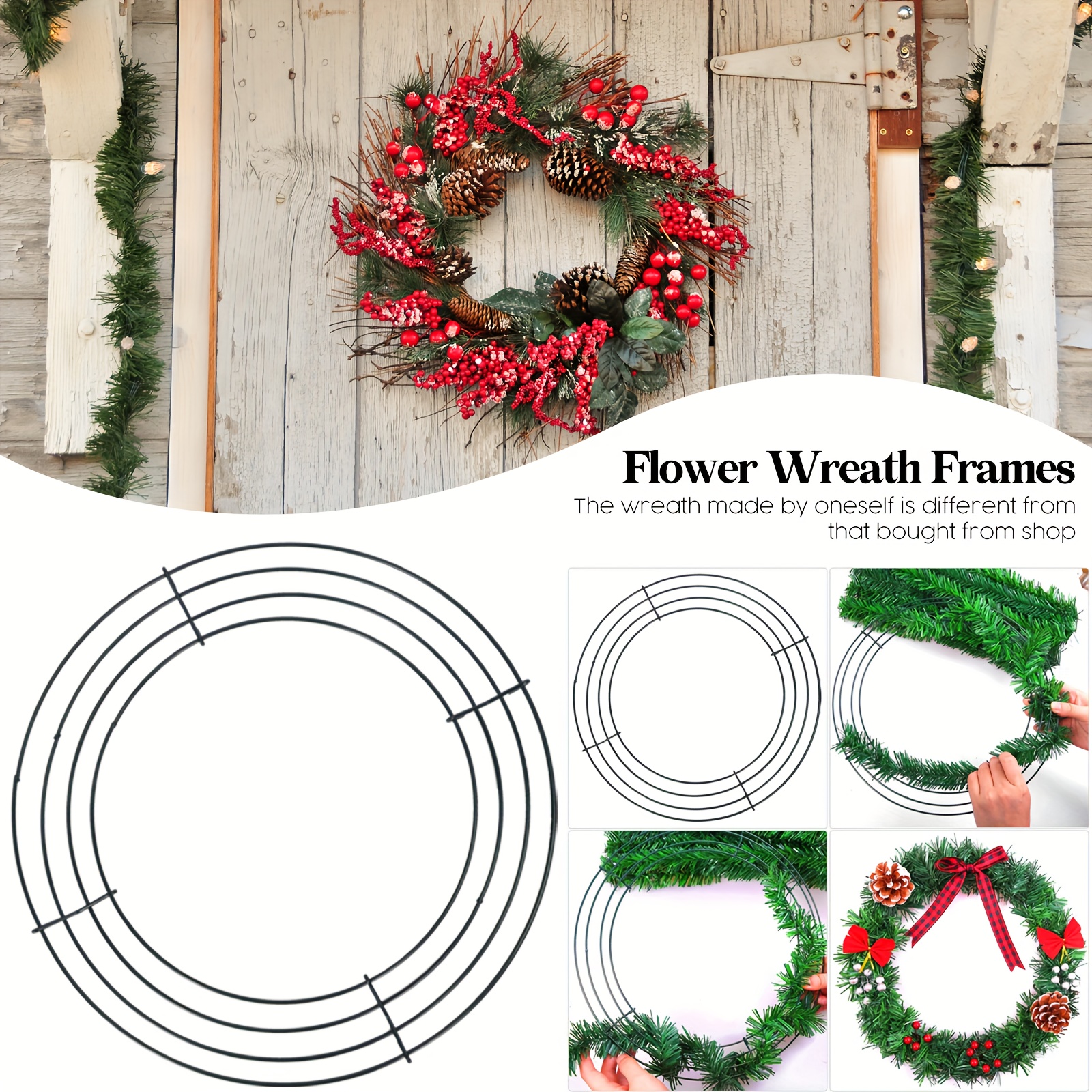 Round Hoop DIY Christmas Decoration Wire Wreath Frame Wall Hanging