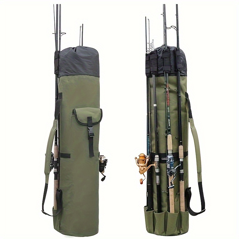 1pc Green Fishing Rod Bag, Durable Folding Fishing Tackle Carry Bag,  Multifunction Large Capacity Waterproof Rod Case