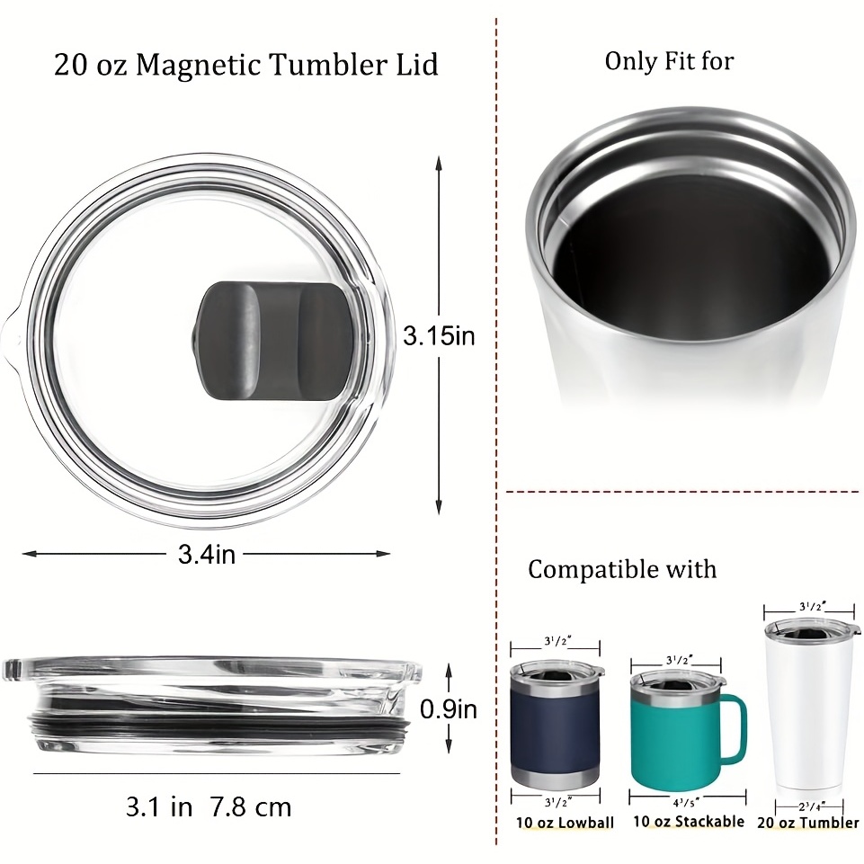 2 PCS Magnetic Tumbler Lids for Yeti Rambler 20oz Spillproof