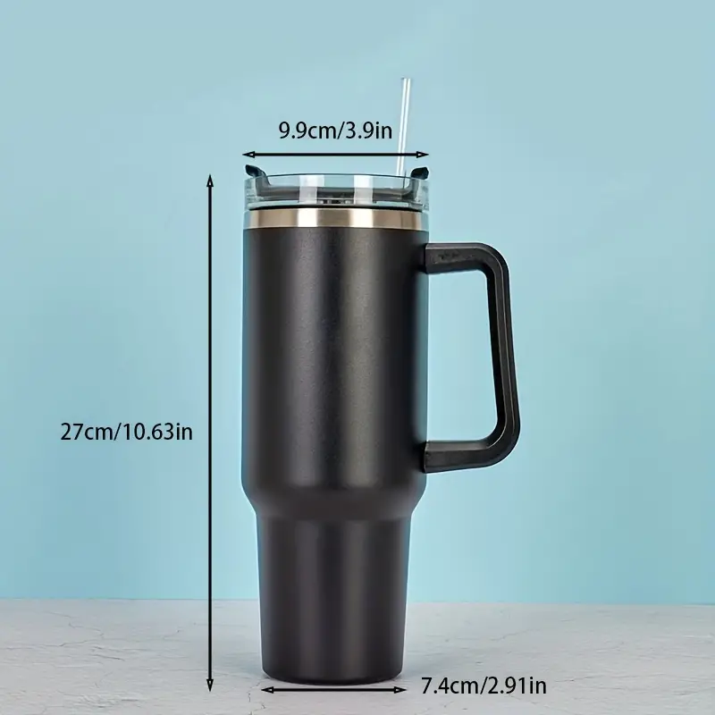 Large Stainless Steel Tumbler With Handle And Straw - Perfect For