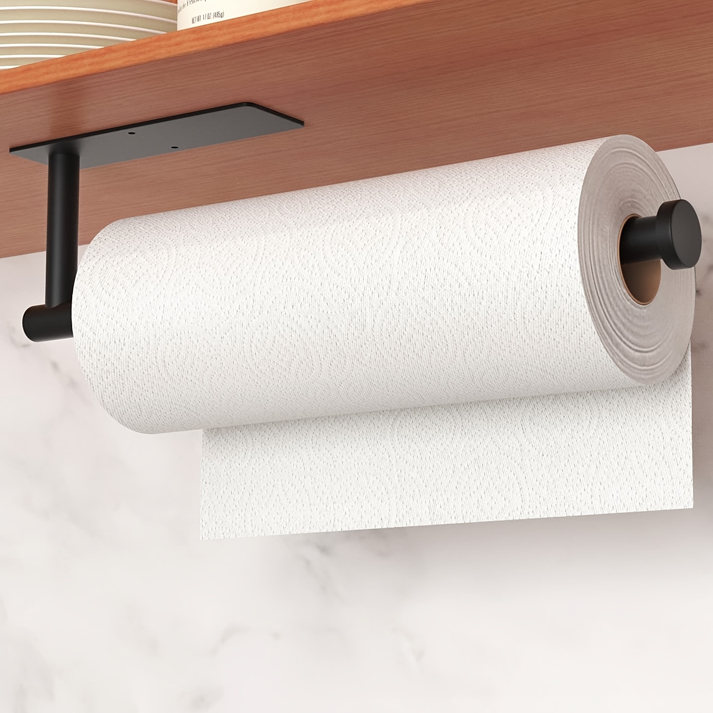 Paper Towel Holder Under Cabinet Adhesive Or Drilling Black - Temu