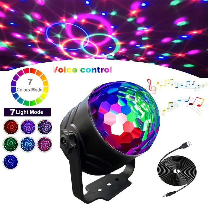 Rgb Sound Activated Led Dj Stage Light 7 Colors Variations - Temu