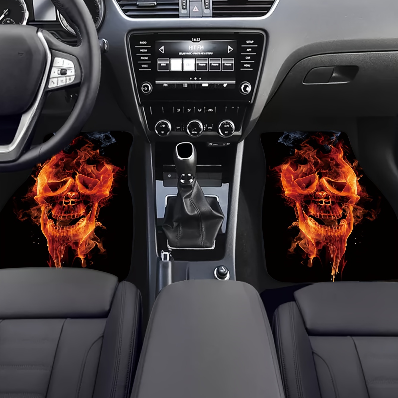 Fire Skull Printed Halloween Christmas Series Non slip Car - Temu