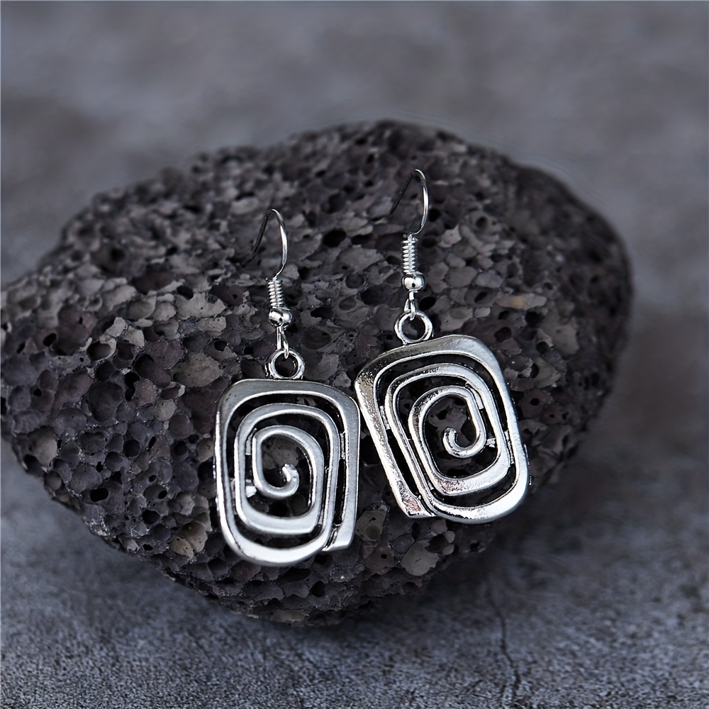 Silvery Vintage Hoop Dangle Earrings for Women