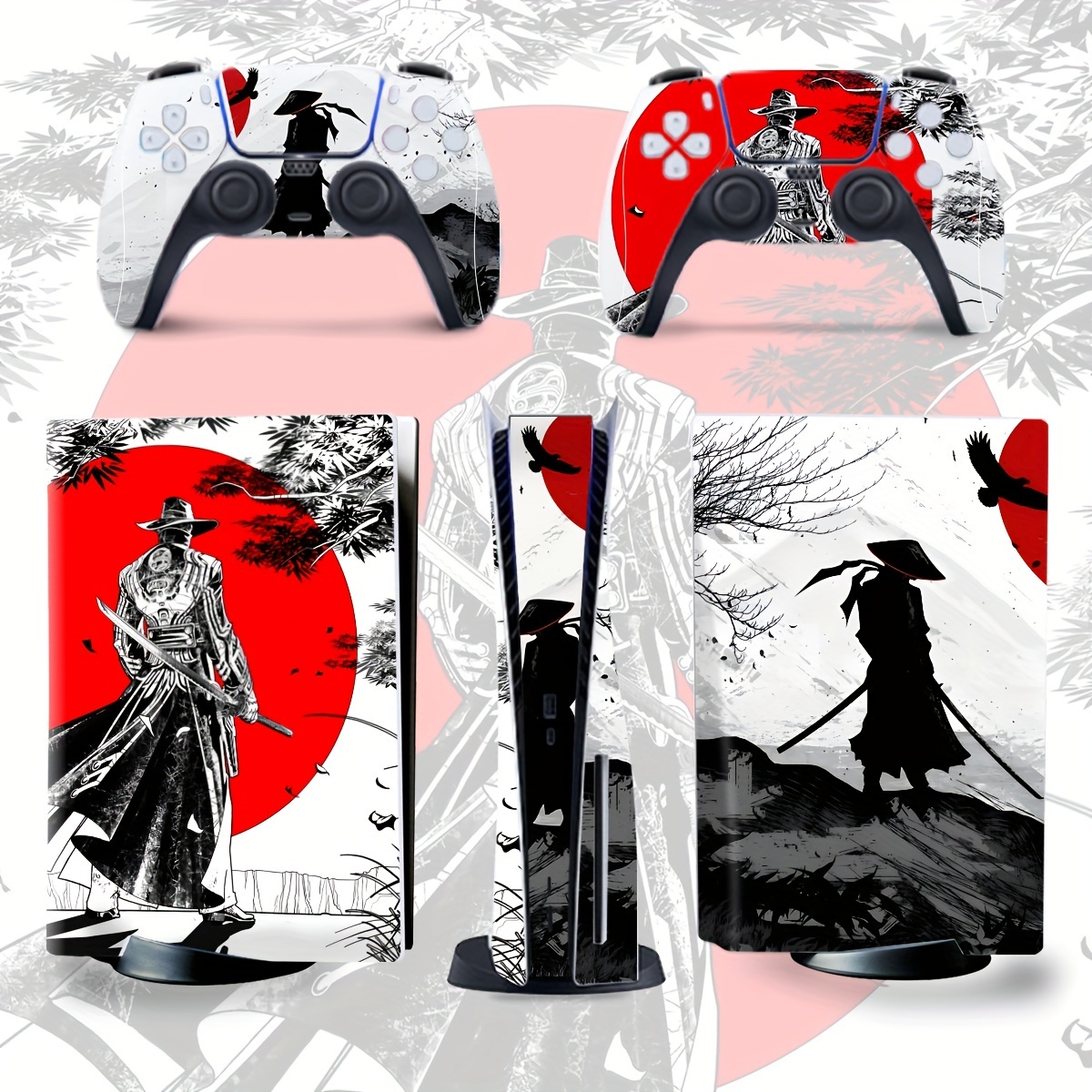 1SET, Hand-painted Silhouette Style Animation Scene Self-adhesive Free-cut  Anti-scratch Protection Game Console Skin Sticker,for PS5 Optical Drive Ver