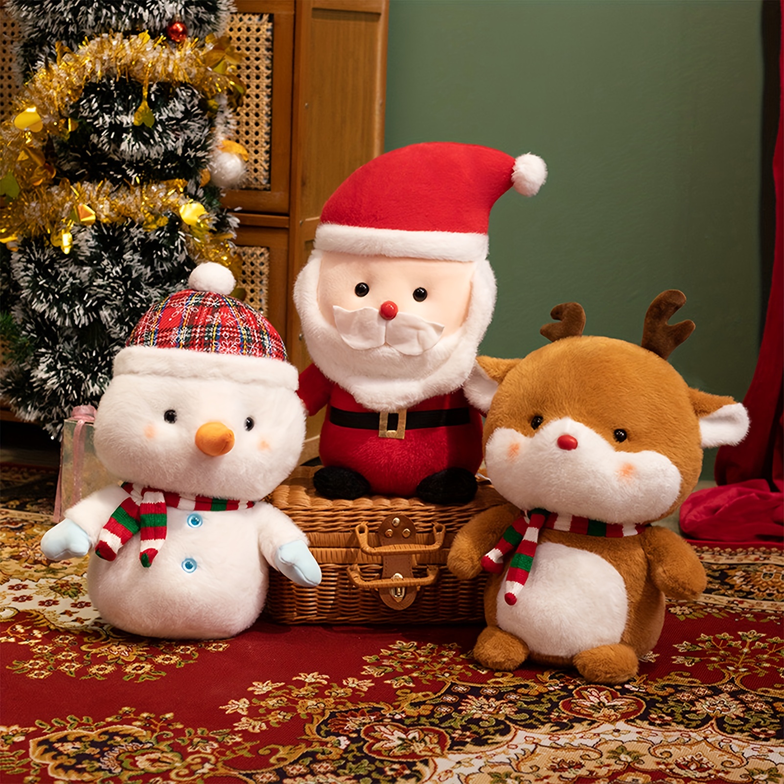 Merry Christmas Cute Santa Claus And Reindeer Plush Toys Christmas Pillow  Series - Temu