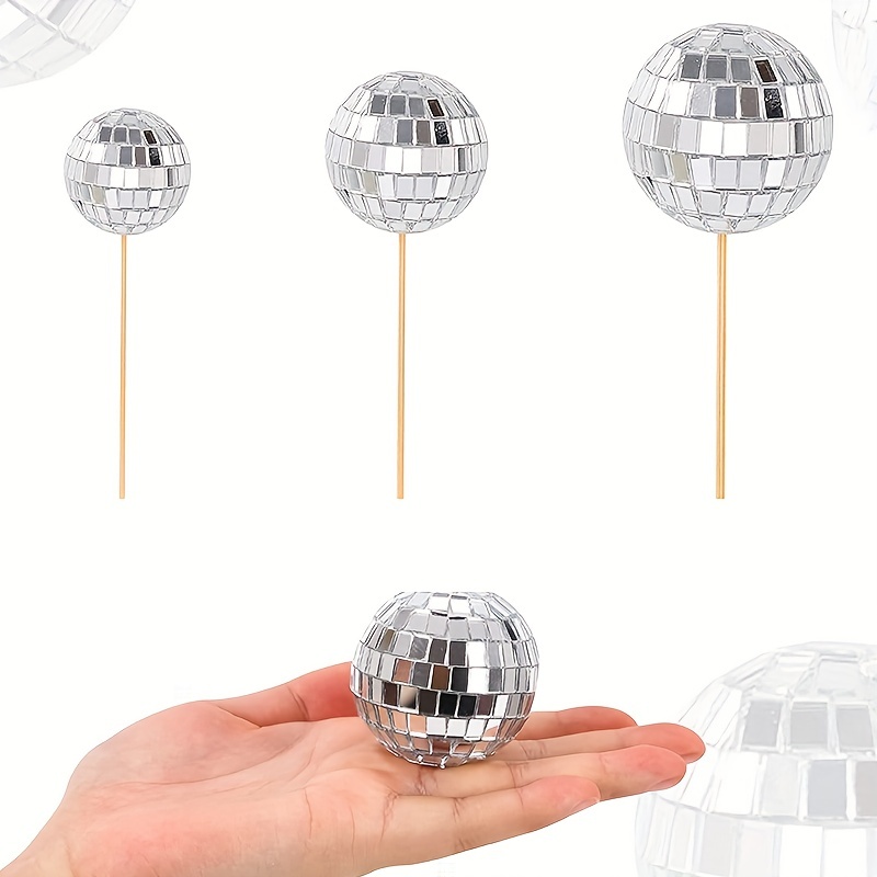 Pink Mini Disco Balls Silver Mini Disco Balls Cupcake / Cake