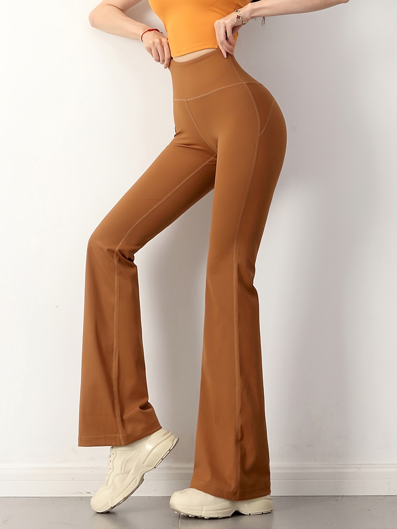 Buy FITHUB Bell Bottom Trousers for Women with high Waist Online